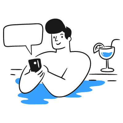 Person using phone with drink